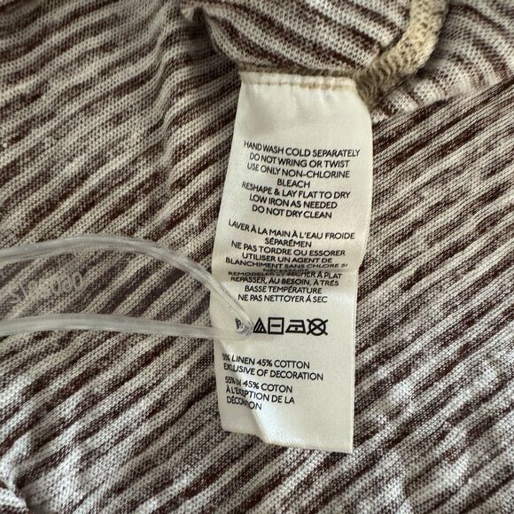 Free People Love Language Brown Henley Sleeveless Tank Top Size S Linen Blend - Picture 4 of 8